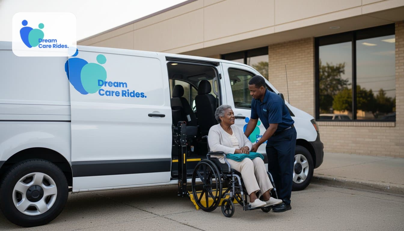 Wheelchair-accessible van transporting dialysis patient to treatment center in Chicago