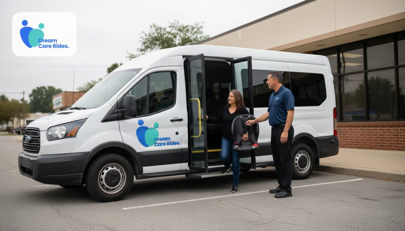 Dream Care Rides driver helping a rider board the vehicle