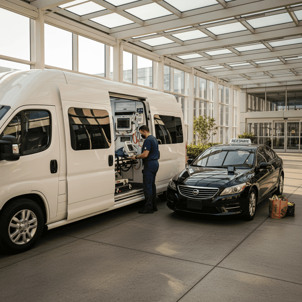 Safety comparison between NEMT wheelchair securement and rideshare vehicle