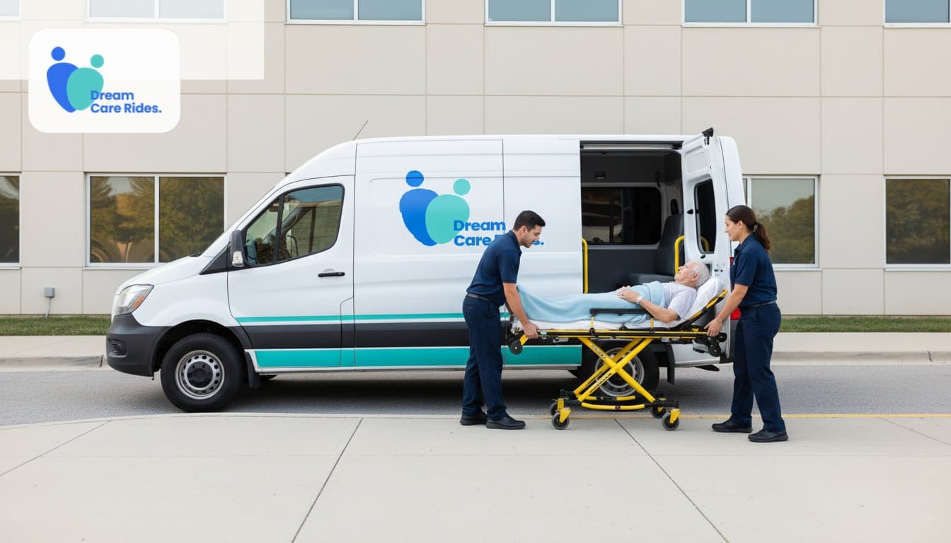 Stretcher patient being loaded for a hospital transfer